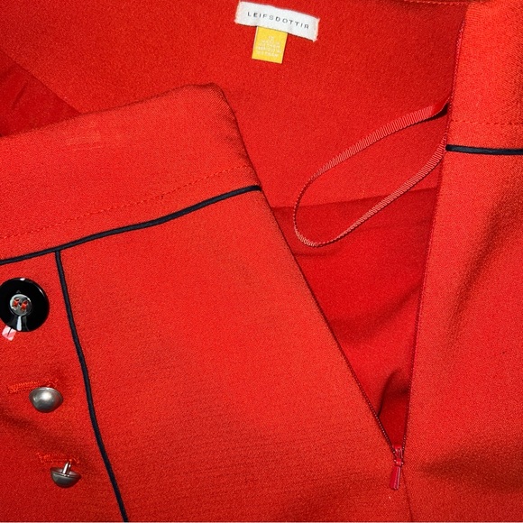Leifsdottir Orange-Red Button-Accent Skirt | Anthropologie | Size 10 - Picture 2 of 8